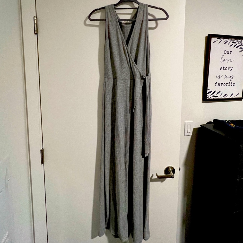 See You Monday gray thigh high slit dress. Size large.